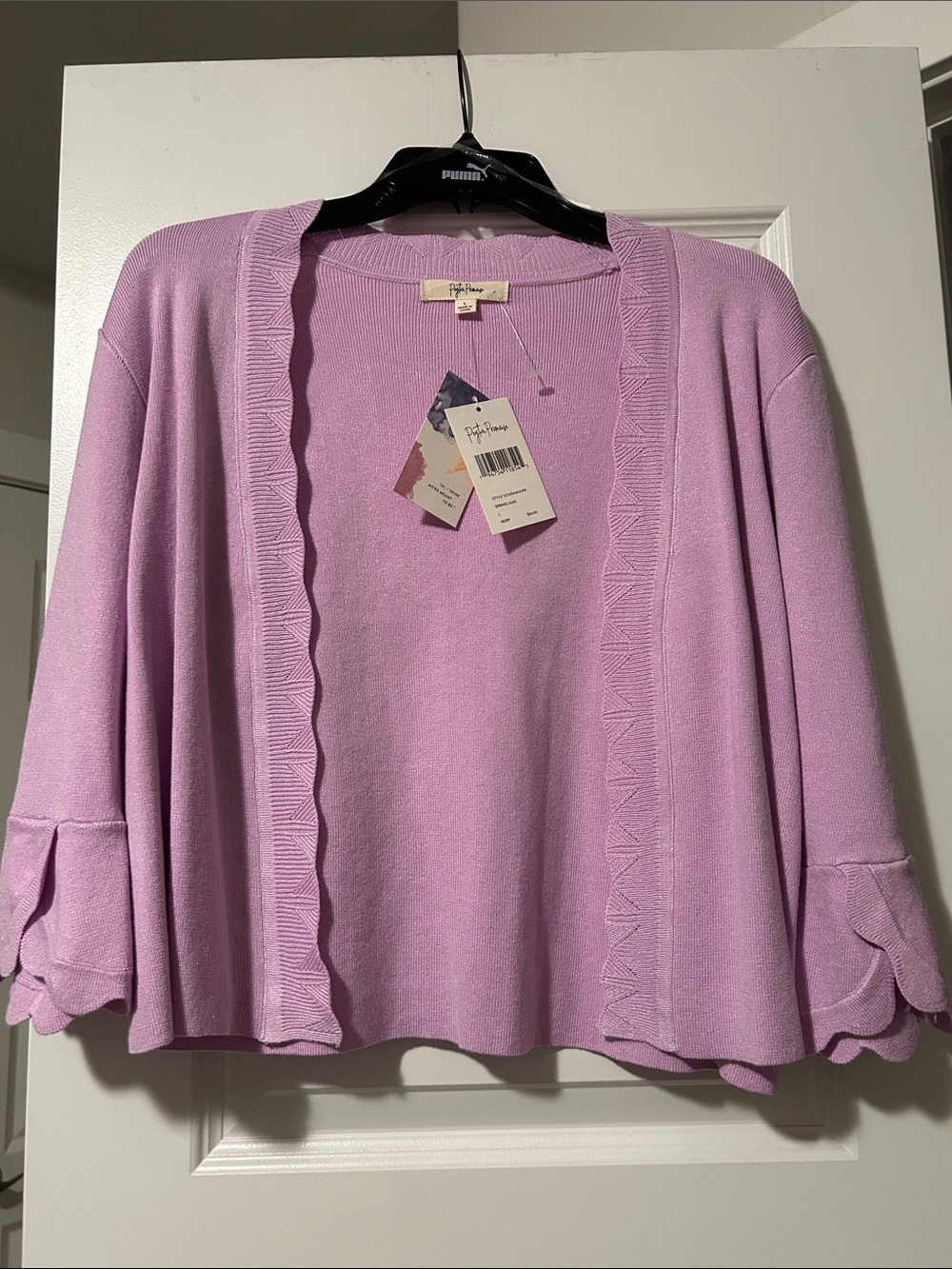Peyton Primrose Lilac Scalloped-Edge Open Cardigan